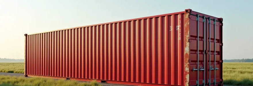 Conteneur 20 pieds neuf pour stockage photographié dans un environnement industriel clean avec espace négatif